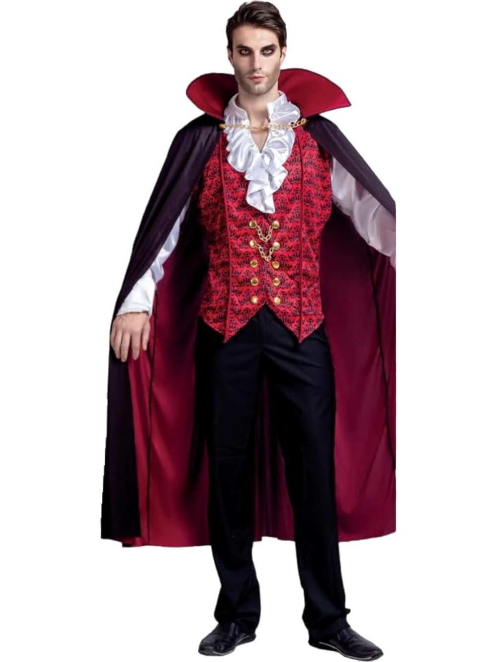 Men’s Victorian Goth Dark Lord Vampire Halloween Costume - Cape